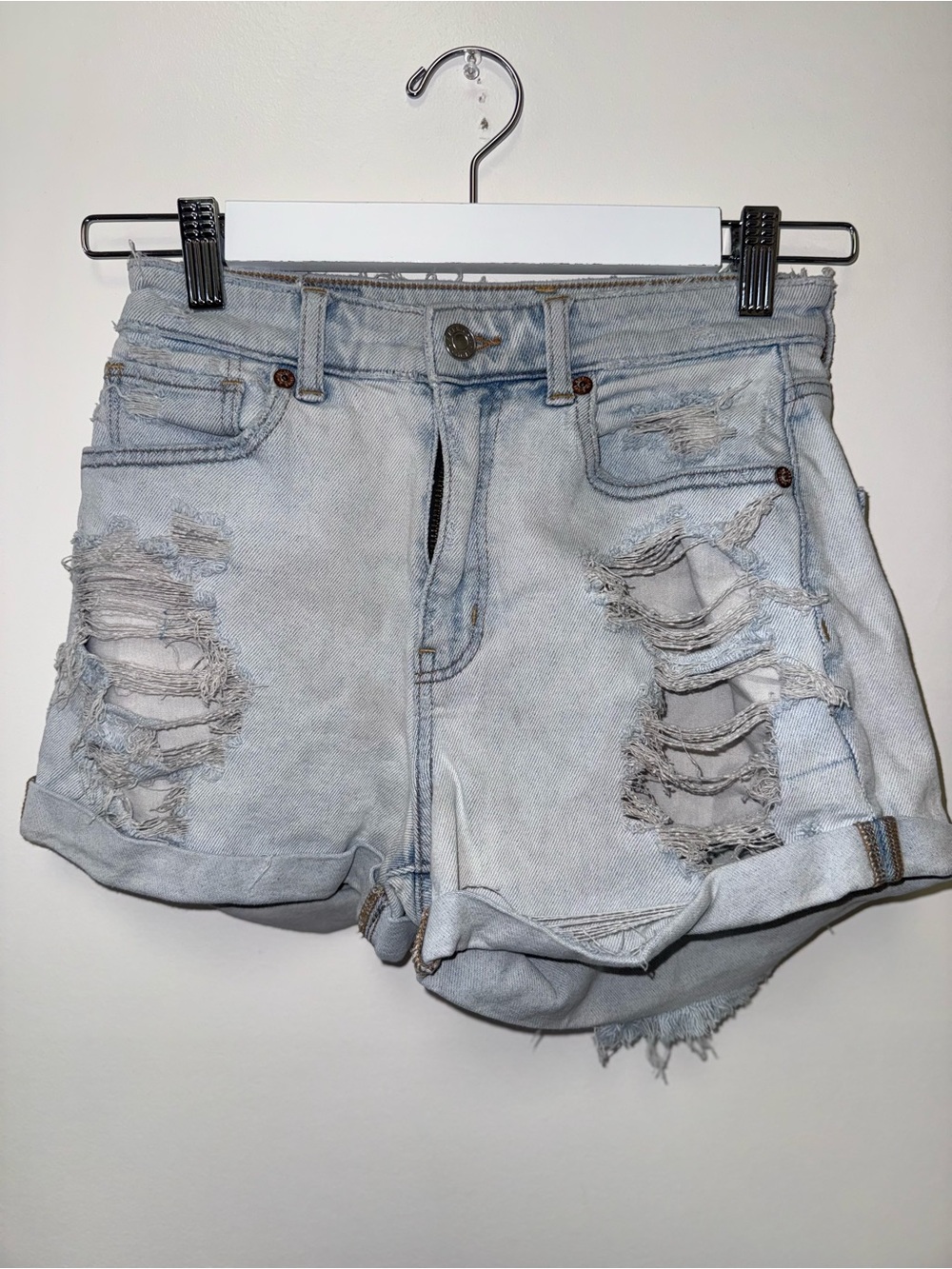 American Eagle (2) Distressed Denim Mom Jean Shorts